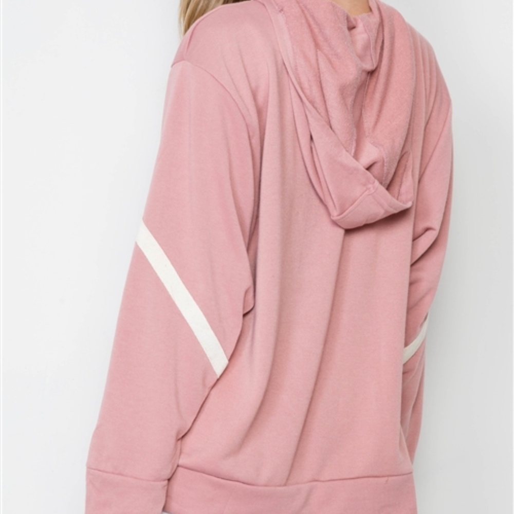 PINK HOODIE WITH LACE UP FRONT - Picture 3 of 3